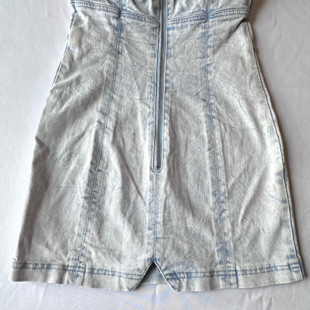 Insight Womens Dress Acid Wash Denim Strapless Sweetheart Pockets Mini Size 6 - Picture 11 of 13